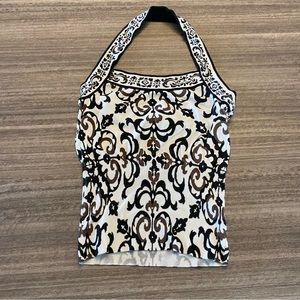 white brown and black tank top